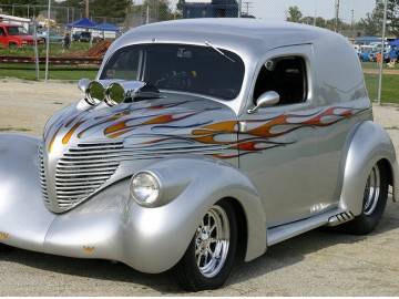 Silver hotrod flames — flames & fire custom paint by Keena's Inc, Warren MI