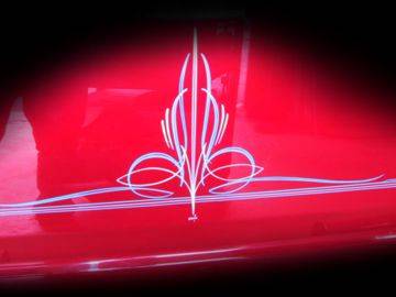 Red stripe cut — freehand pinstriping custom paint by Keena's Inc, Warren MI
