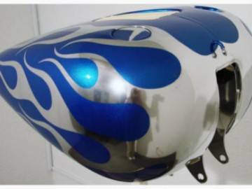 360 chrome tank — spray chrome custom paint by Keena's Inc, Warren MI